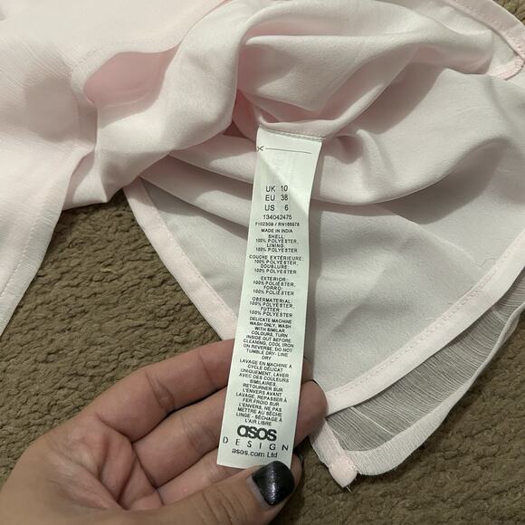 ASOS DESIGN US 6 Petite Cupped Paneled Chiffon Midi Pencil Dress w Cut Out - Picture 4 of 9